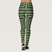 Apple Green en Black Squares Afrikaanse modderdoek Leggings (Achterkant)