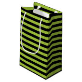 Apple Green en Black Stripes Klein Cadeauzakje (Achterkant Gekanteld)