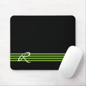 Apple Green en Black Stripes met monogram Muismat (Met muis)