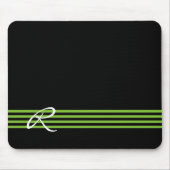 Apple Green en Black Stripes met monogram Muismat (Voorkant)