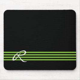 Apple Green en Black Stripes met monogram Muismat