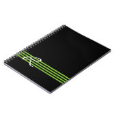 Apple Green en Black Stripes met monogram Notitieboek (Linkerzijde)