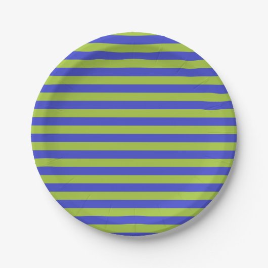 Apple Green en Blue Stripes Papieren Bordje (Voorkant)