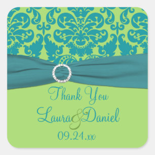 Apple Green en Turquoise bruiloft gunst Sticker