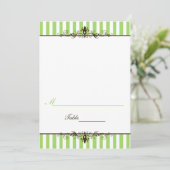 Apple Green en White Stripe Tent Style Plaatskaart (Staand voorkant)