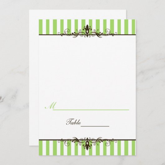 Apple Green en White Stripe Tent Style Plaatskaart (Voorkant / Achterkant)