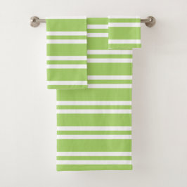 Apple Green en White Stripes Bad Handdoek