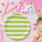 Apple Green en White Stripes Papieren Bordje (Feest)