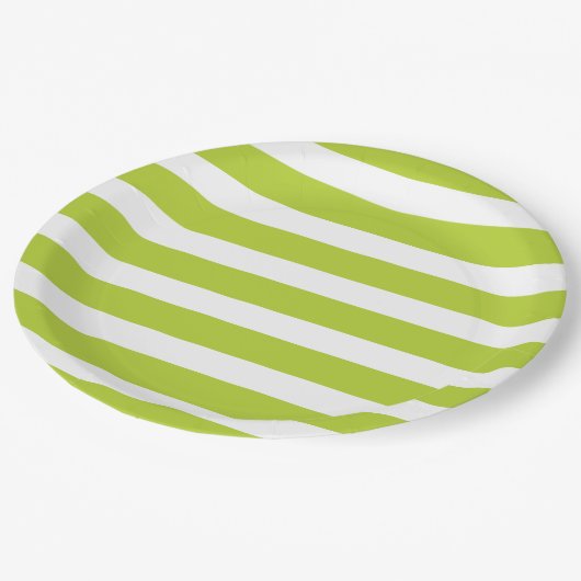Apple Green en White Stripes Papieren Bordje (Gekanteld)