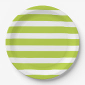 Apple Green en White Stripes Papieren Bordje (Voorkant)
