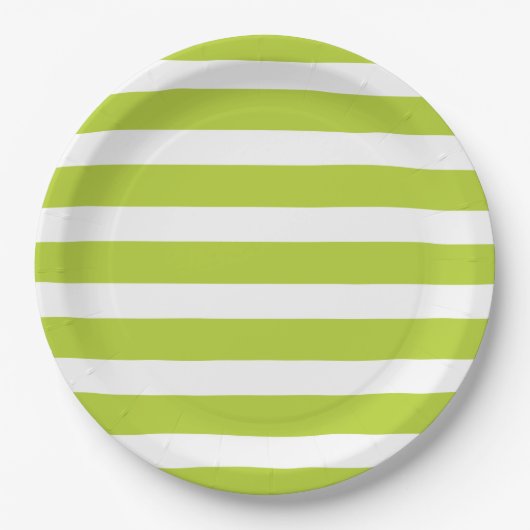 Apple Green en White Stripes Papieren Bordje (Voorkant)