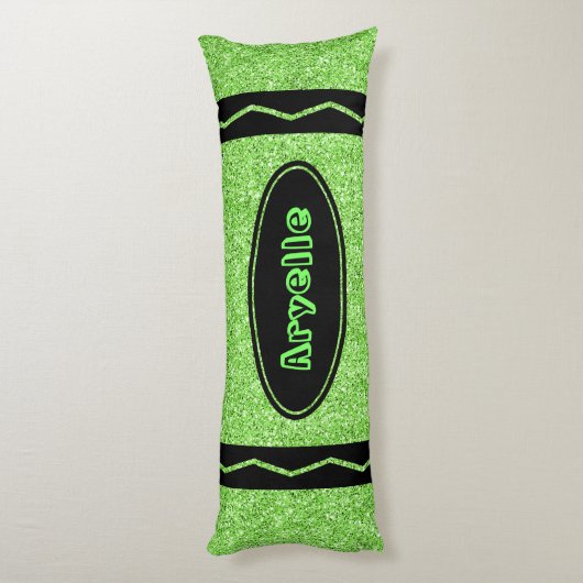 Apple Green Glitter Crayon Body Pillow + Name Lichaamskussen (Achterkant (Verticaal))