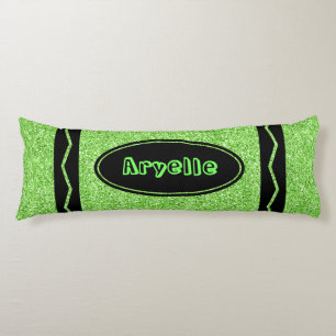 Apple Green Glitter Crayon Body Pillow + Name Lichaamskussen