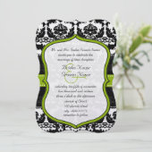 Apple Green Hearts  Damask Wedding Invite Kaart (Staand voorkant)