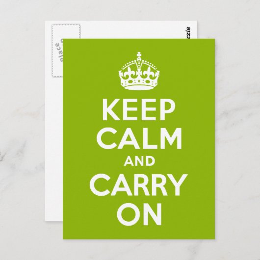 Apple Green Keep Calm en Draag door Briefkaart (Voorkant / Achterkant)
