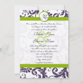 Apple Green Lapis Paars Damask Wedding Invitation Kaart (Voorkant)