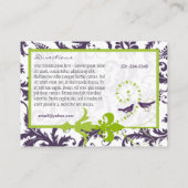 Apple Green Lapis Paarse Damask & Paarse Birds Informatiekaartje (Achterkant)