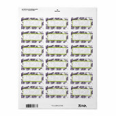 Apple Green & Lapis Paarse Damask Stippen Etiket (Full Sheet)