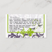Apple Green Lapis Paarse Damask Wedding Info Cards Informatiekaartje (Achterkant)
