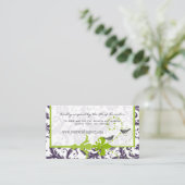 Apple Green Lapis Paarse Damask Wedding Info Cards Informatiekaartje (Staand voorkant)