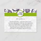 Apple Green Lapis Paarse Damask Wedding Info Cards Informatiekaartje (Achterkant)
