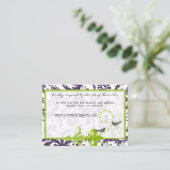 Apple Green Lapis Paarse Damask Wedding Info Cards Informatiekaartje (Staand voorkant)