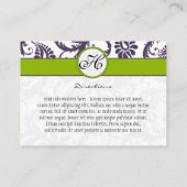 Apple Green Lapis Paarse Damask Wedding Info Cards Informatiekaartje (Achterkant)