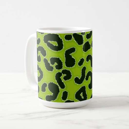 Apple Green Leopard Animal Print Koffiemok (Voorkant links)