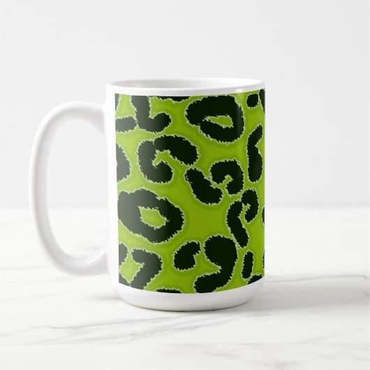 Apple Green Leopard Animal Print Koffiemok (Links)