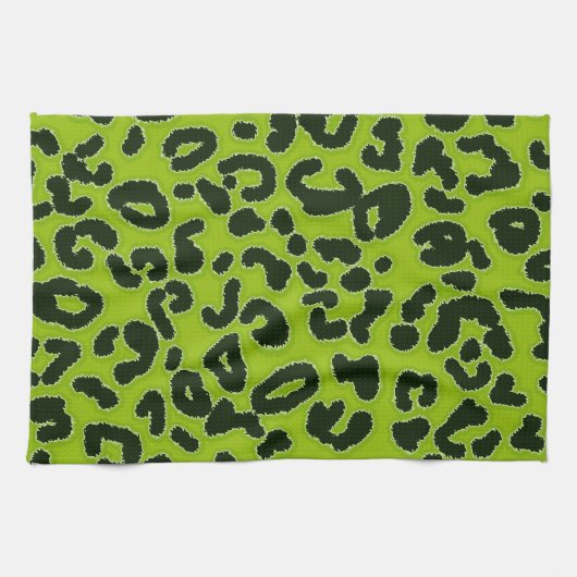 Apple Green Leopard Animal Print Theedoek (Horizontaal)