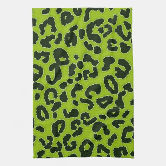 Apple Green Leopard Animal Print Theedoek (Verticaal)