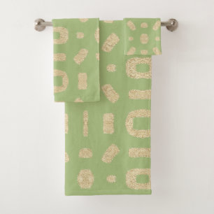 Apple Green like African Kuba Kente Mud Cloth Bad Handdoek