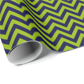 Apple Green, Navy Blu Large Chevron ZigZag Pattern Cadeaupapier (Rol Hoek)