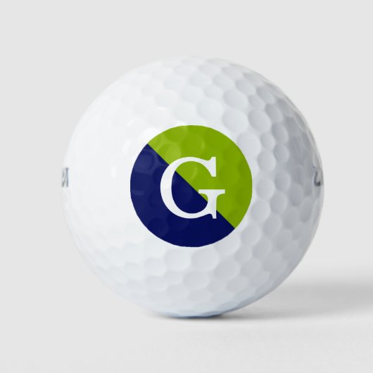 Apple Green Navy Blue 2 Tone Diag Initiaal Monogra Golfballen (Voorkant)