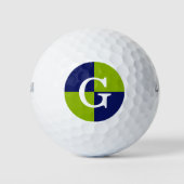 Apple Green Navy Blue LG Checker Monogram Golfballen (Voorkant)