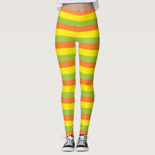 Apple Green, Oranje en Gele Stripes Leggings