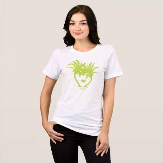 Apple Green Palm Tree Beach Weddenschap Tri-Blend Shirt (Voorkant volledig)