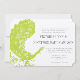 Apple Green Peacock Wedding Kaart