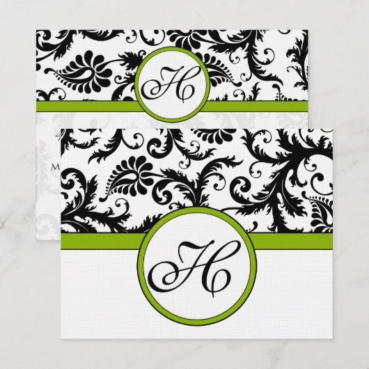 Apple Green Response Card - Tekst aan de kant Matt RSVP Kaartje (Voorkant / Achterkant)