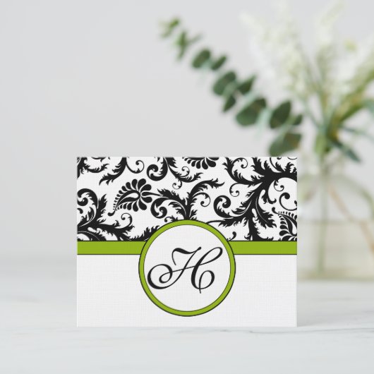 Apple Green Response Card - Tekst aan de kant Matt RSVP Kaartje (Staand voorkant)