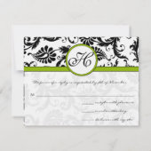 Apple Green Response Card - Tekst aan de kant Matt RSVP Kaartje (Achterkant)