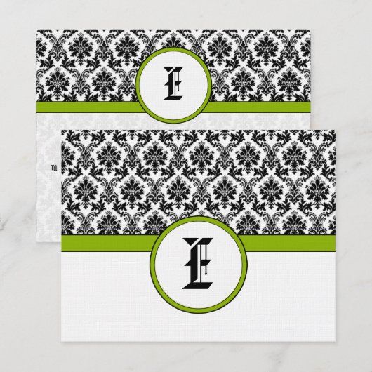 Apple Green Response Card - Tekst aan de kant Matt RSVP Kaartje (Voorkant / Achterkant)