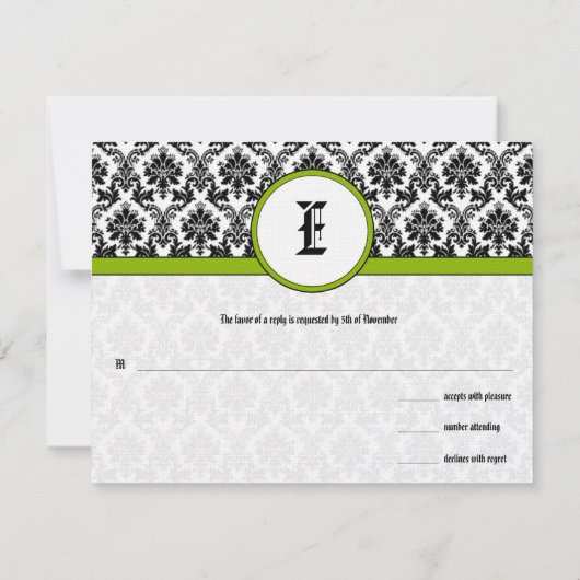 Apple Green Response Card - Tekst aan de kant Matt RSVP Kaartje (Achterkant)