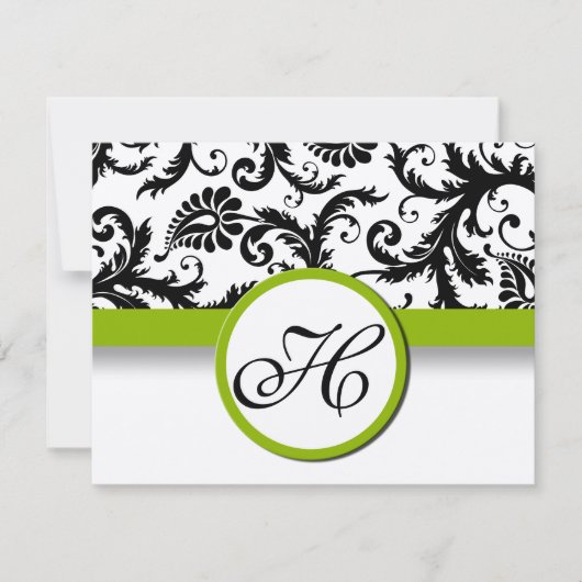 Apple Green Response Card - Tekst aan de kant Matt RSVP Kaartje (Voorkant)