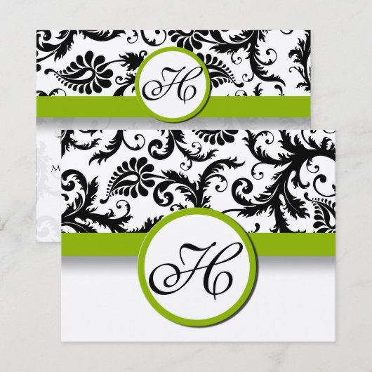 Apple Green Response Card - Tekst aan de kant Matt RSVP Kaartje (Voorkant / Achterkant)