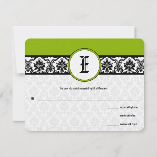 Apple Green Response Card - Tekst aan de kant Matt RSVP Kaartje (Achterkant)