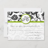 Apple Green Response Card - Tekst aan de kant Matt RSVP Kaartje (Achterkant)