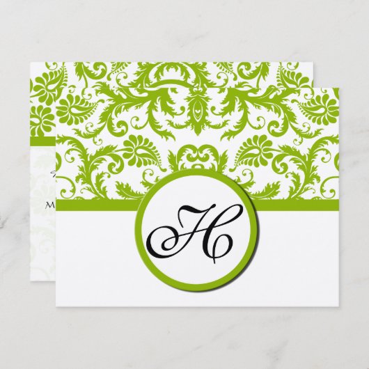 Apple Green Response Card - Tekst aan de kant Matt RSVP Kaartje (Voorkant / Achterkant)