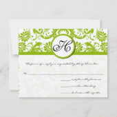 Apple Green Response Card - Tekst aan de kant Matt RSVP Kaartje (Achterkant)