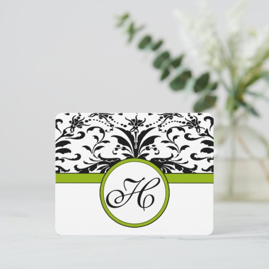 Apple Green Response Card - Tekst aan de kant Matt RSVP Kaartje (Staand voorkant)